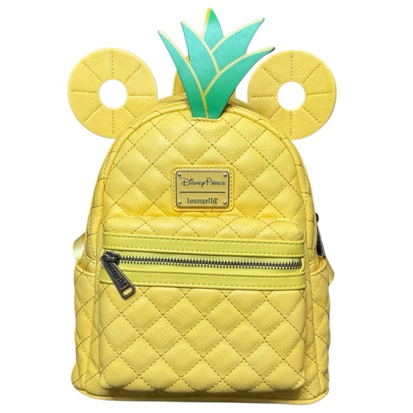 Disney Loungefly Quilted Yellow Pineapple Mini Backpack Bag NWT - Picture 6 of 11